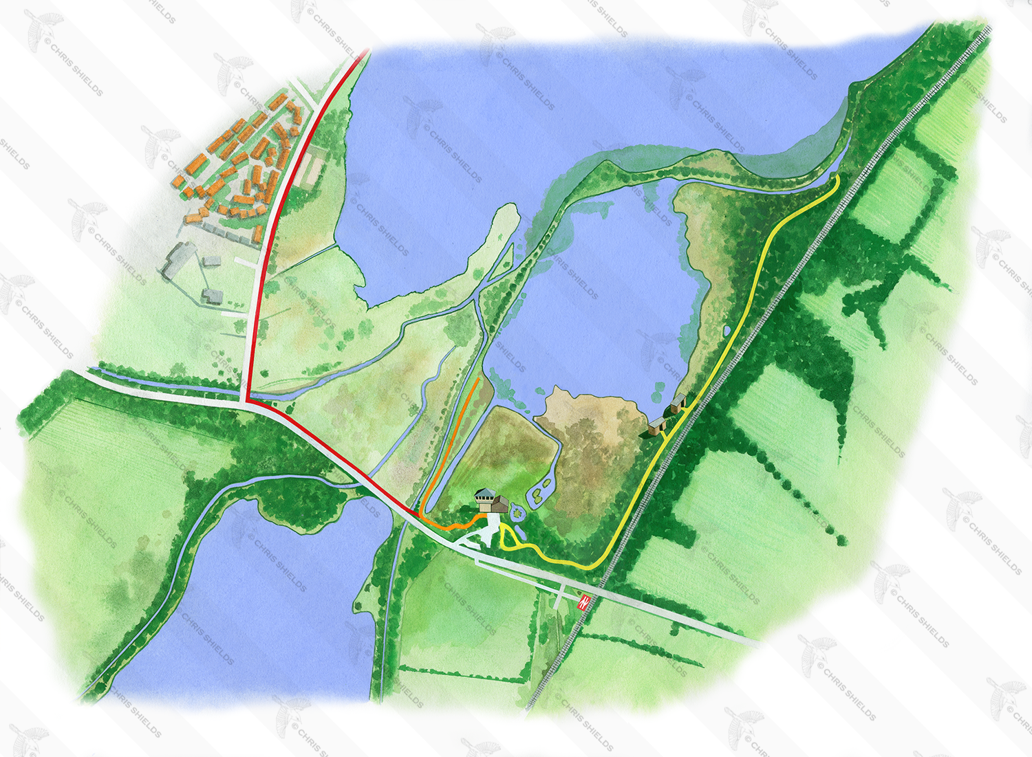 Illustration of RSPB Lochwinnoch Reserve Map (#4108)