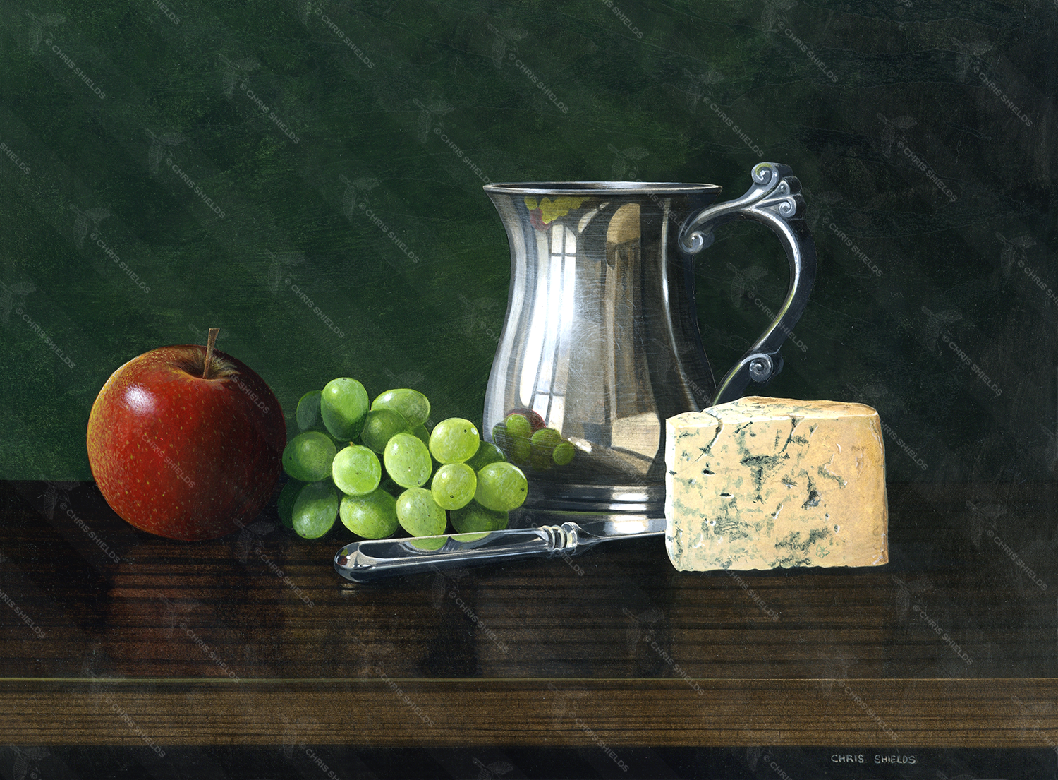 Illustration of Still Life - Cheese & Grapes (#0679)