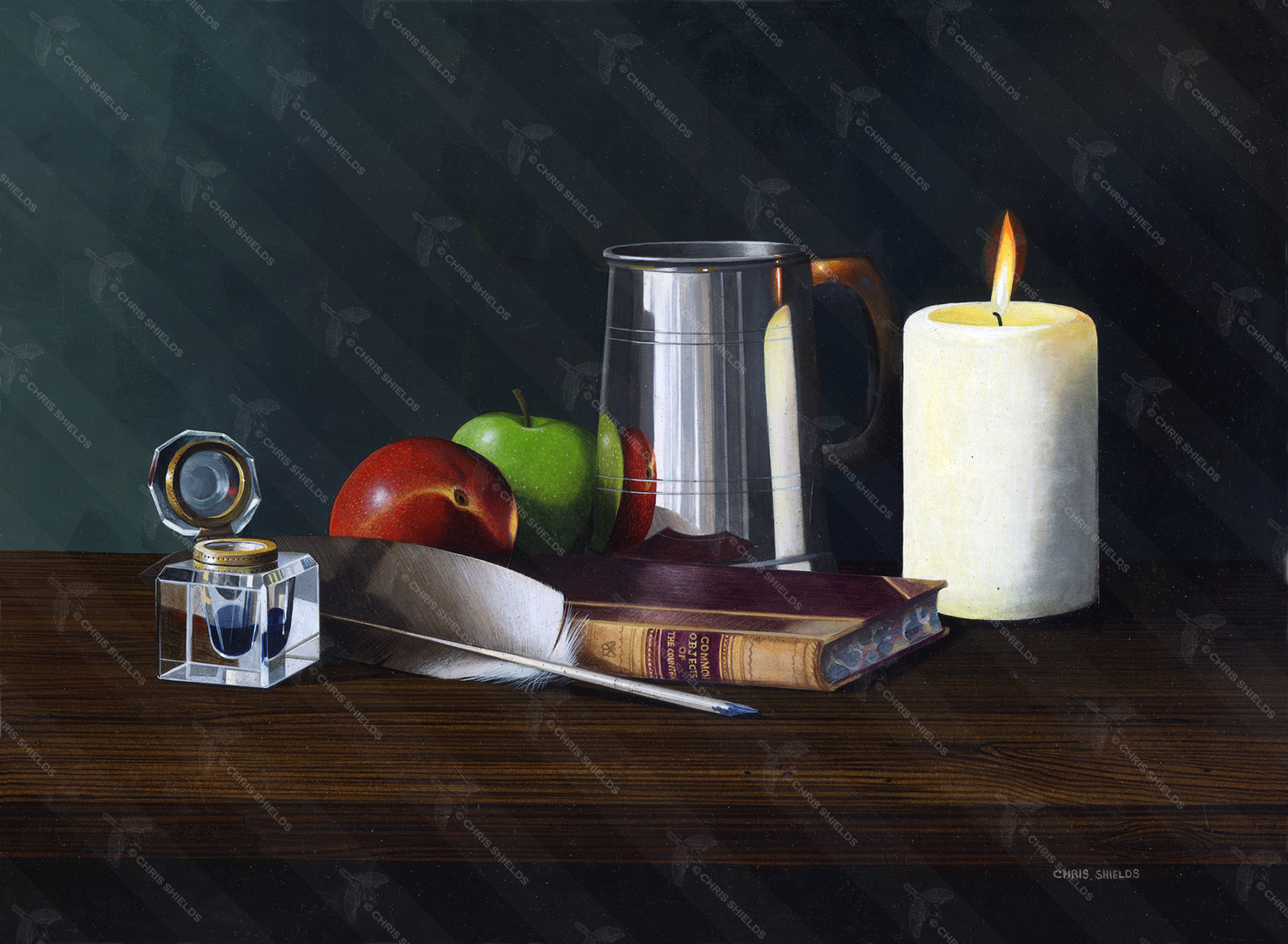 Illustration of Still Life - Ink Pot & Candle (#0682)