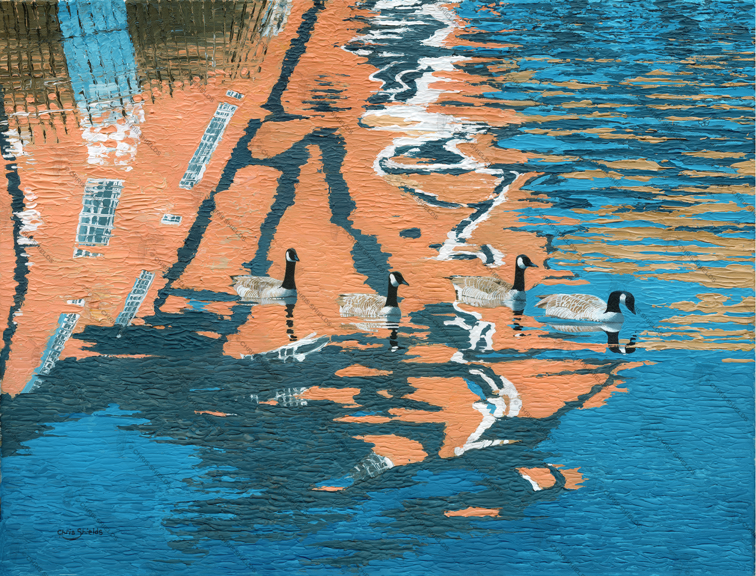 Painting of Reflections of an Old Mill